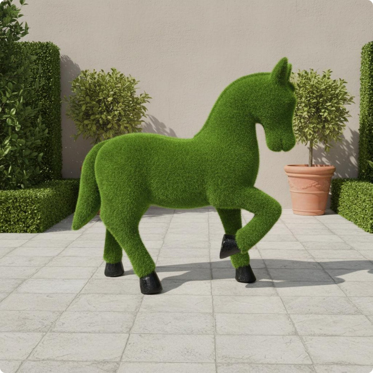 Flocked Horse Figurine Weatherproof Resin Horse Figurine Rustic Charm for Garden