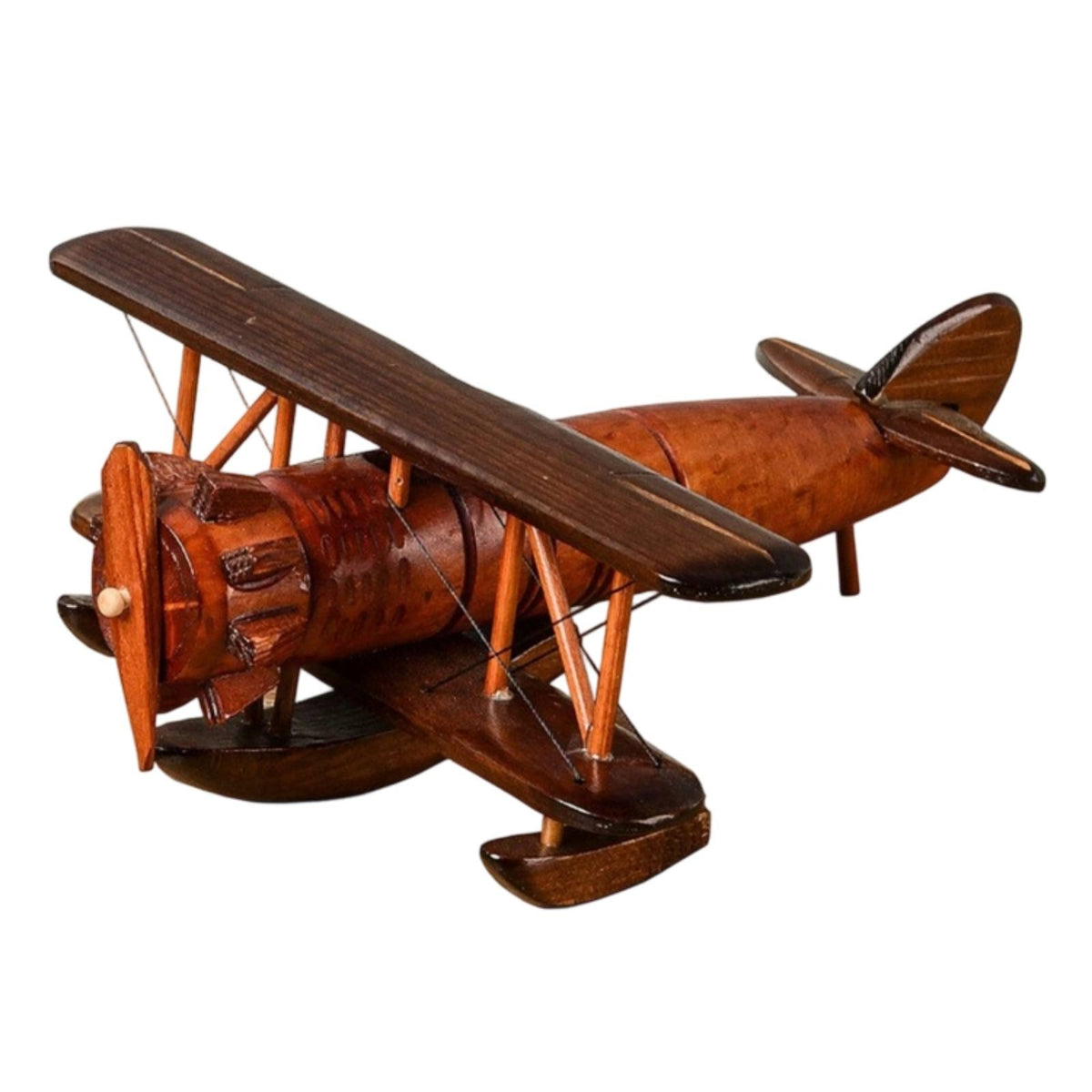 Wooden Biplane Model Nostalgic Wooden Airplane Ornament Unique for Office Desk