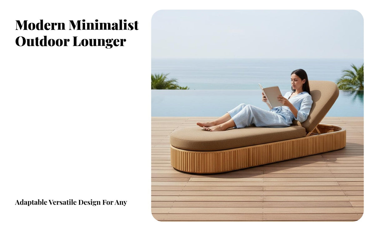 Waterproof Adjustable rear Wooden Recliner Weather-Resistant Sunlounger Luxury Design Chaise Lounge Easy to Clean for Sunbathers, Hotel Managers, Homeowners, waterfront, Beach, Garden, rearyard