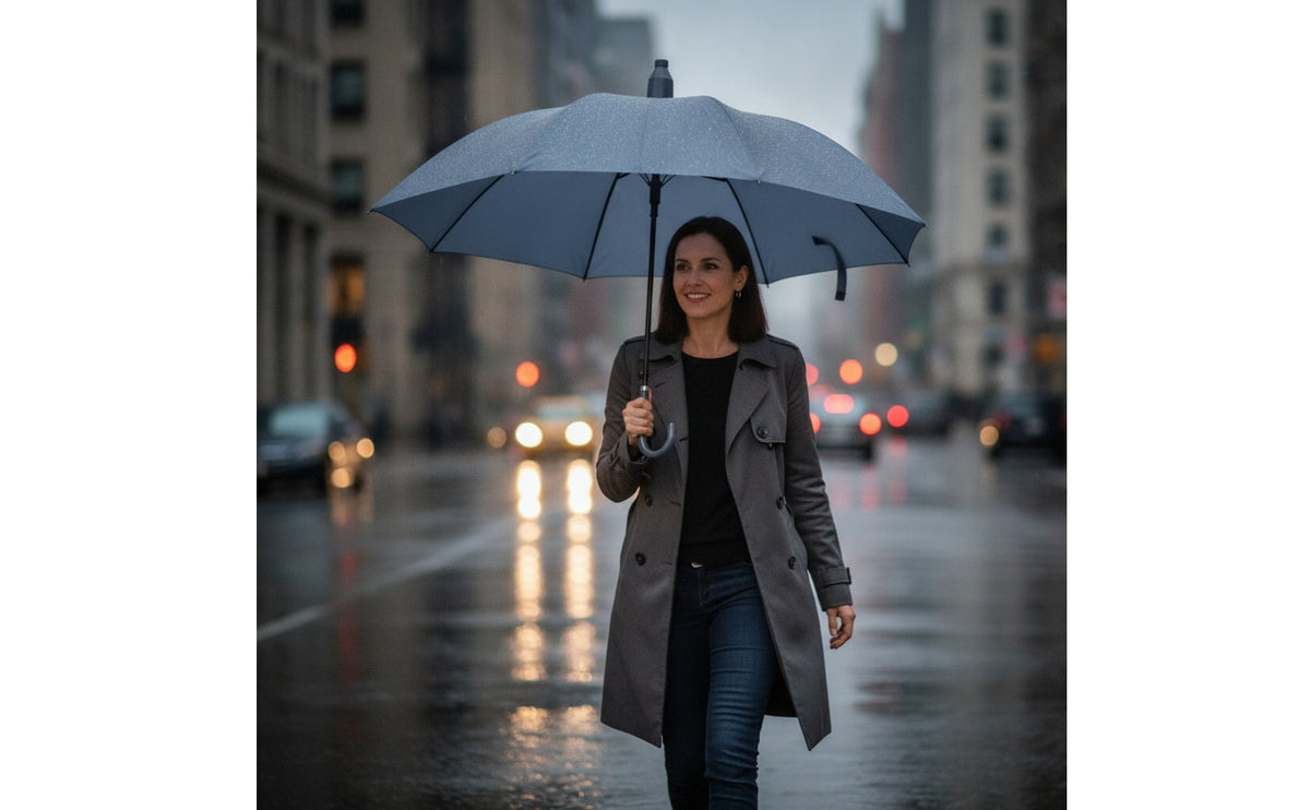 Windproof Umbrella with Hook Handle Manual Open 8-Rib Umbrella Lightweight Slim for Commuters, Students, Rainy Days, Commute, Travel