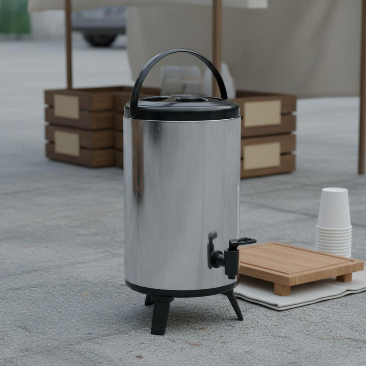 Professional Milk Tea Barrel Large Capacity Insulated Beverage Dispenser with Spigot Professional Coffee Urn Portable Handle