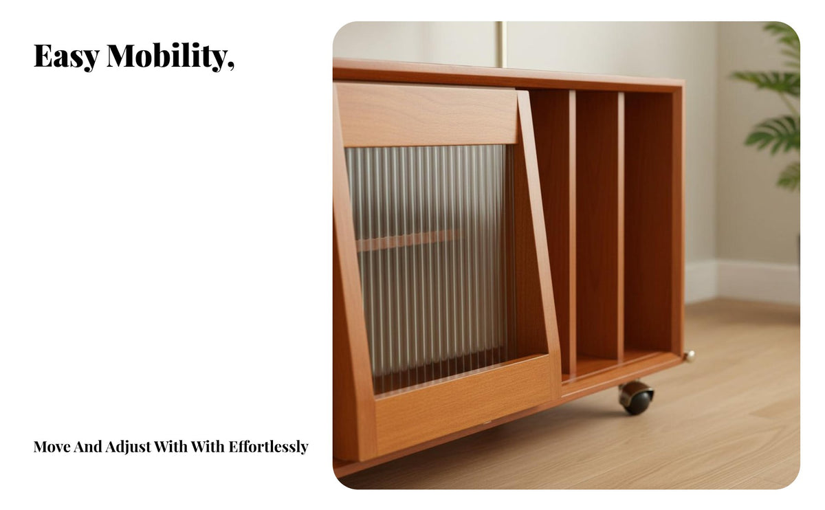 Movable Design Mobile Lectern Side Table Multi-Functional Household Furniture Vintage Inspired Accent Cabinet Integrated Storage Shelf for Apartment Dwellers, Homeowners, Book Lovers, Living Room, Bedroom, Home Office