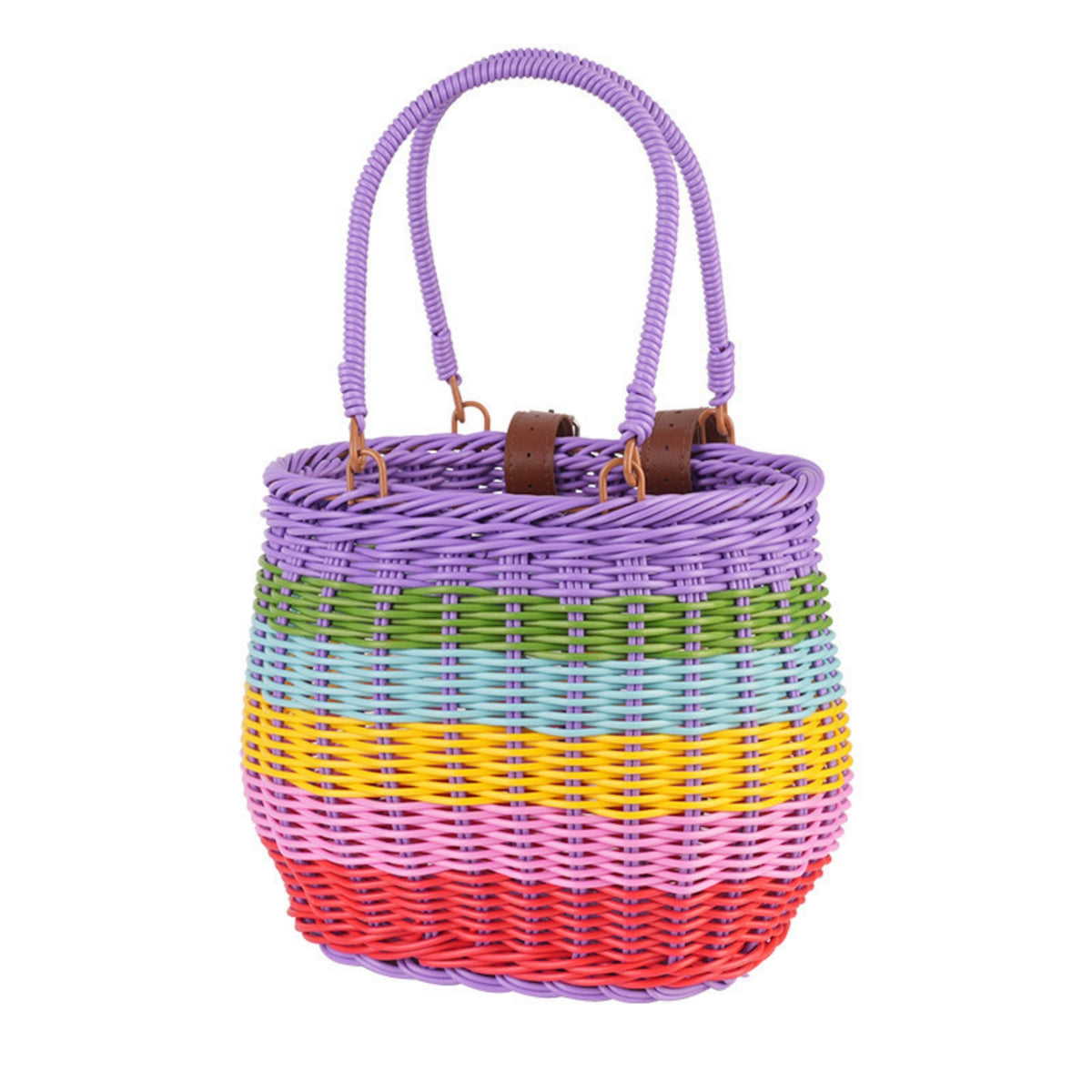 Wicker Bike Basket Rainbow Front Bike Basket for Young Children, Tricycles