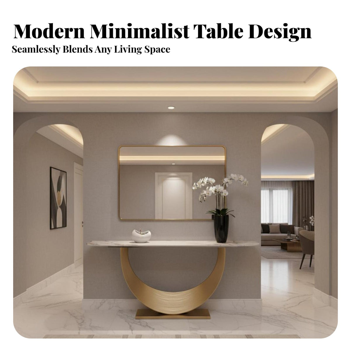 Light Luxury design Geometric Base Hall Table Modern Minimalist Entryway Stand Creative creative home concept Furniture Slim silhouette for Interior Designers, Decor lovers, New Residents, Foyer, Hallway, Living Room