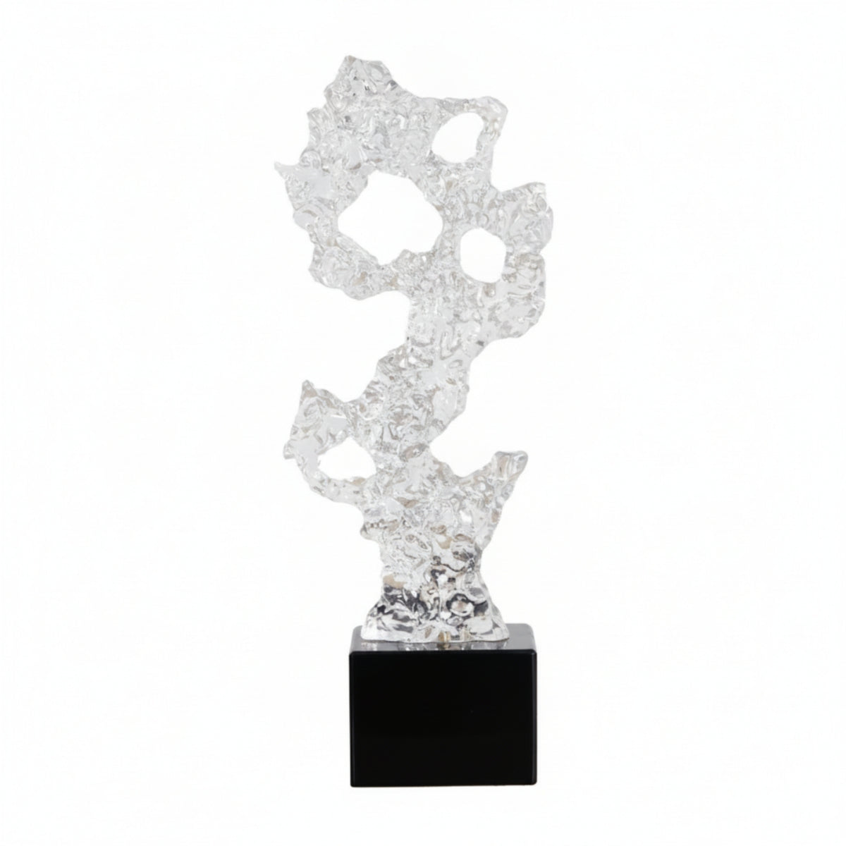 Resin Sculpture Clear Sculpture with Base Minimalist Stone Ornament for Interior Designers, Living Room