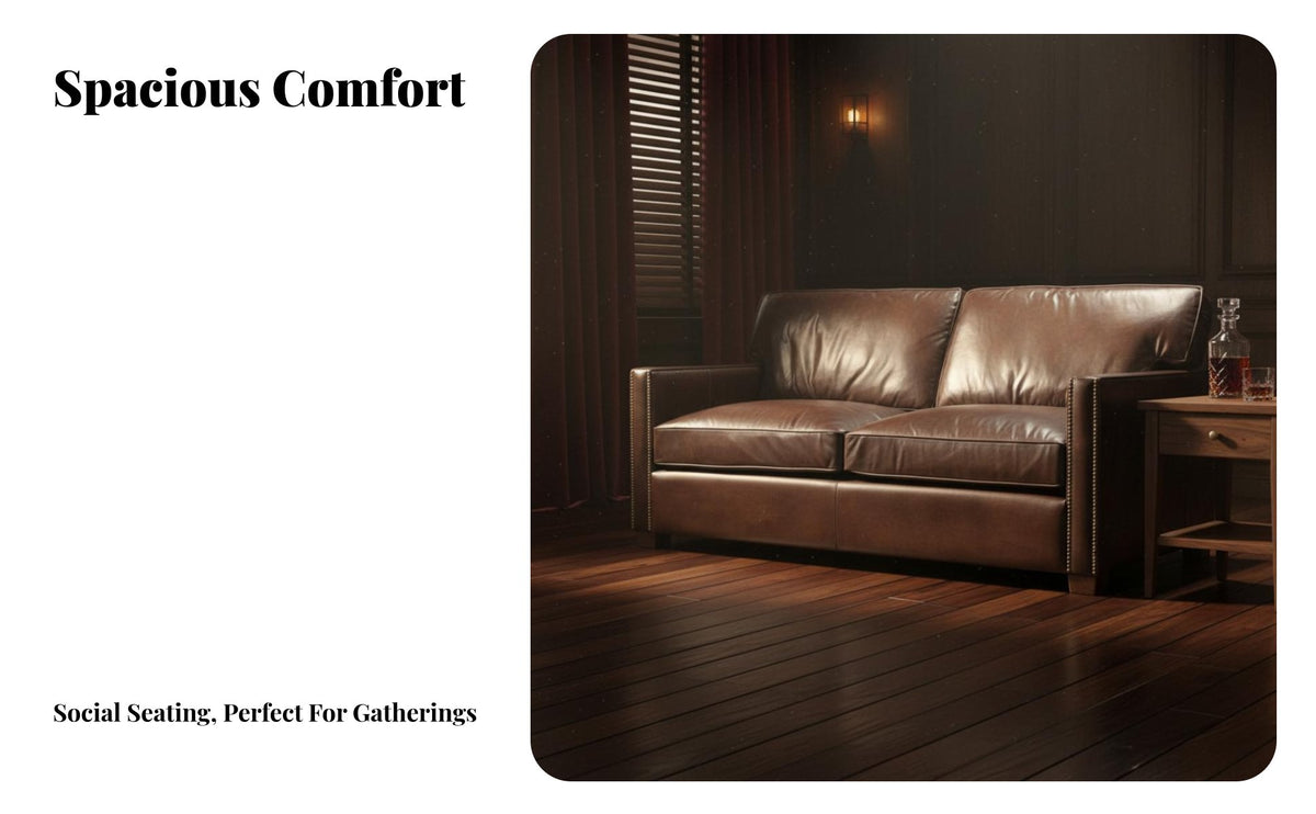 timeless Retro design 3-Seater Vintage Sofa Down Feather Filling Lounge Seating Tufted rear and Seat Couch Distressed Finish for Hospitality Business Owners, Interior Designers, Living Room, Cigar Bar, Hotel Lobby, Office