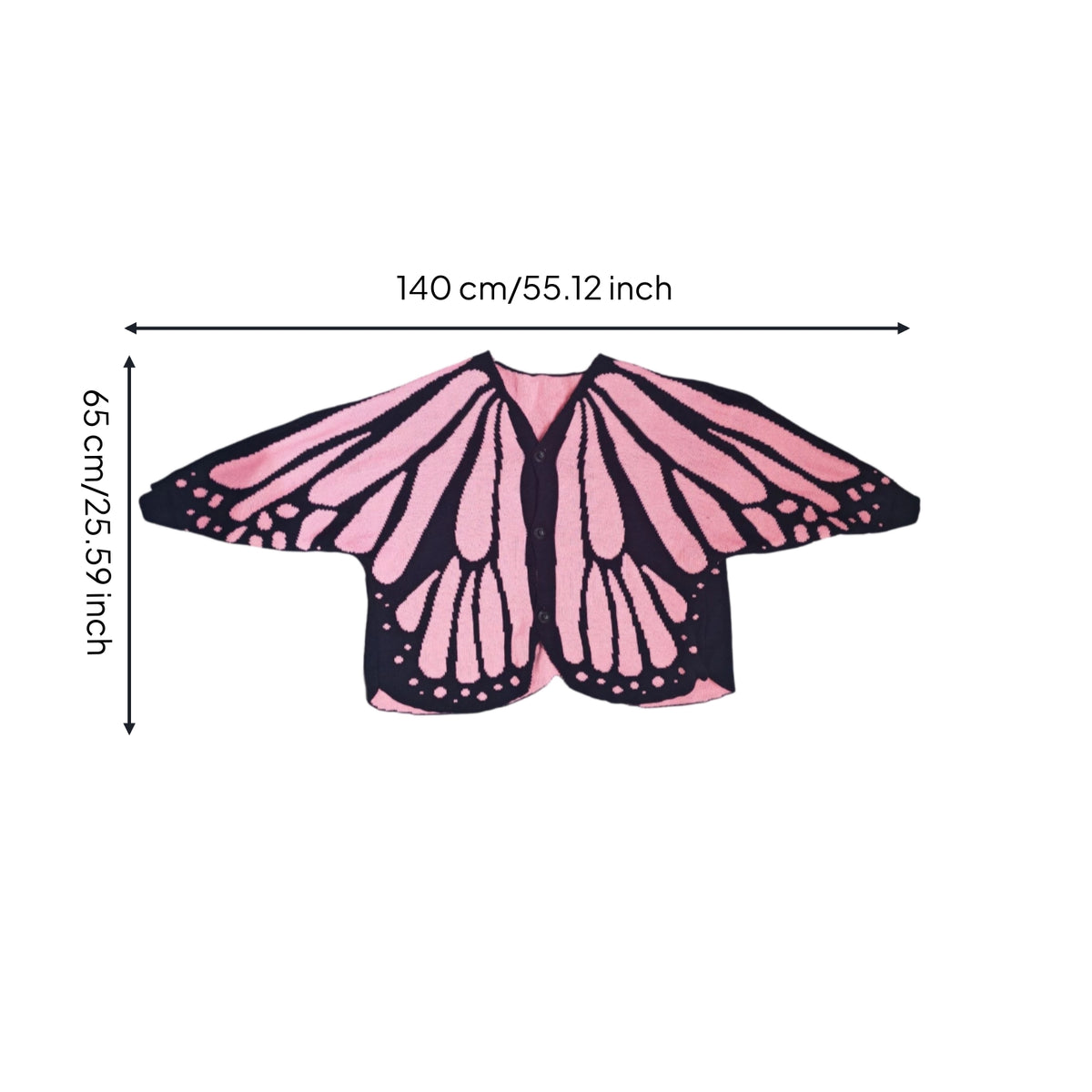 Butterfly Cardigan Wing-Shaped Panels Open Front Ruana Wrap Jacquard Knit