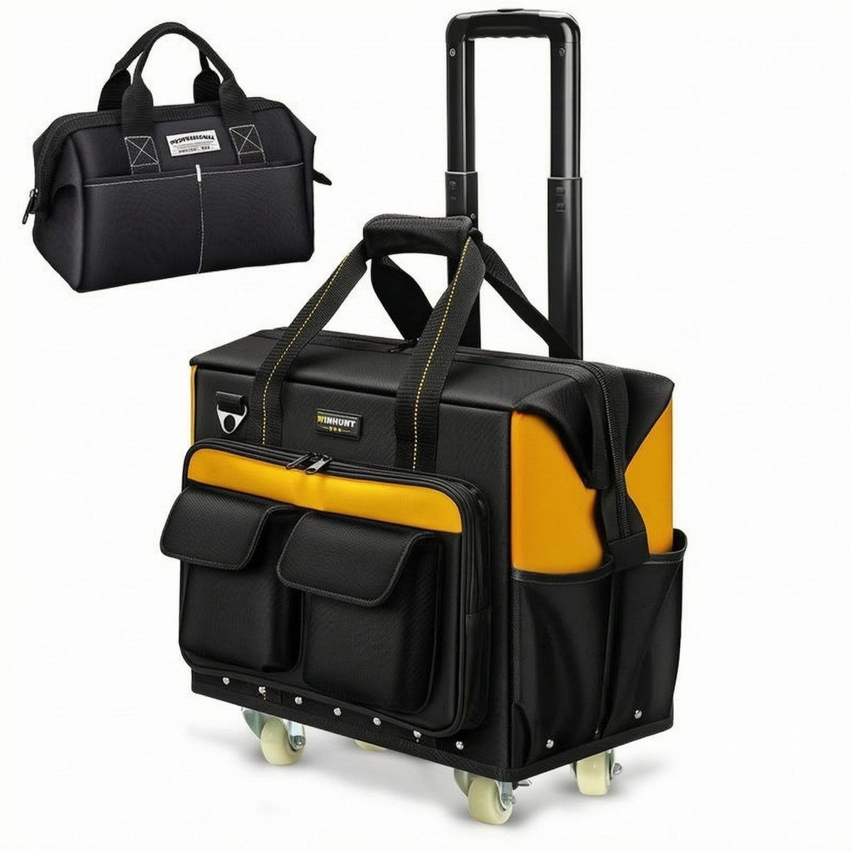 Rolling Tool Case Telescoping Handle Wheeled Toolbox Bag Zipper Closure