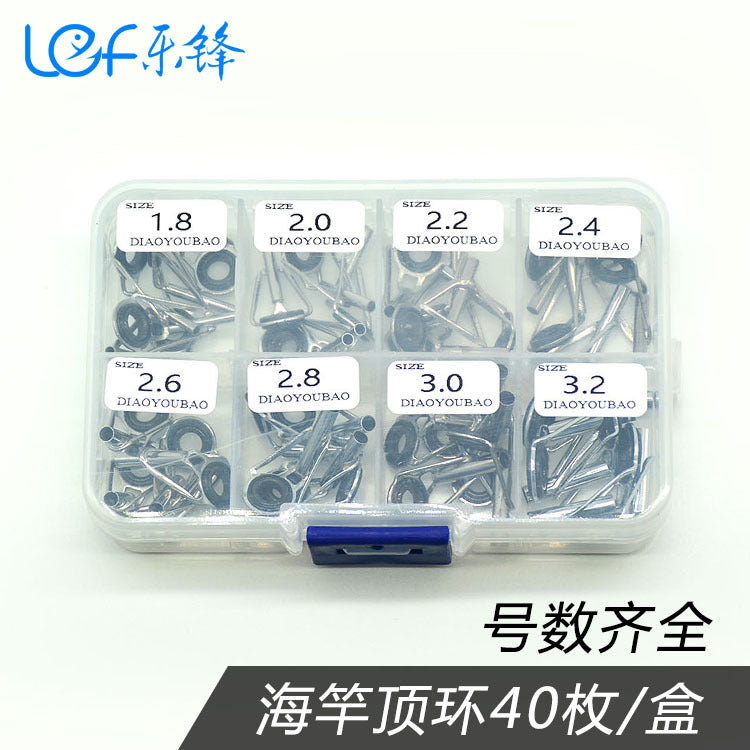 Fishing Rod Tip Guides with Box, DIY Rod Building Repair Kit, Stainless Steel Ceramic Eyelets for Spinning Casting Rods