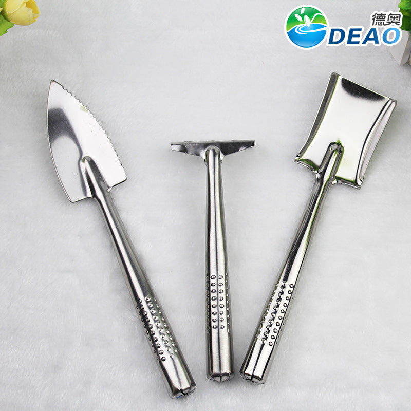 Mini Stainless Steel Succulent Garden Tool Set - Shovel, Rake, Spade for Potted Plants