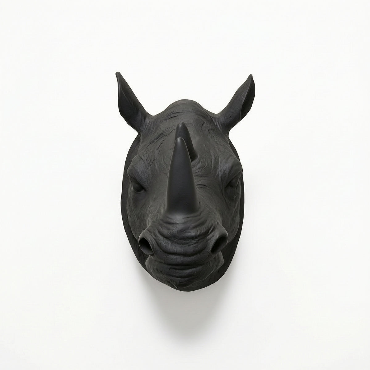 Rhino Head Wall Mount Sculpture Antique-Style Rhino Head with Tusk Resin