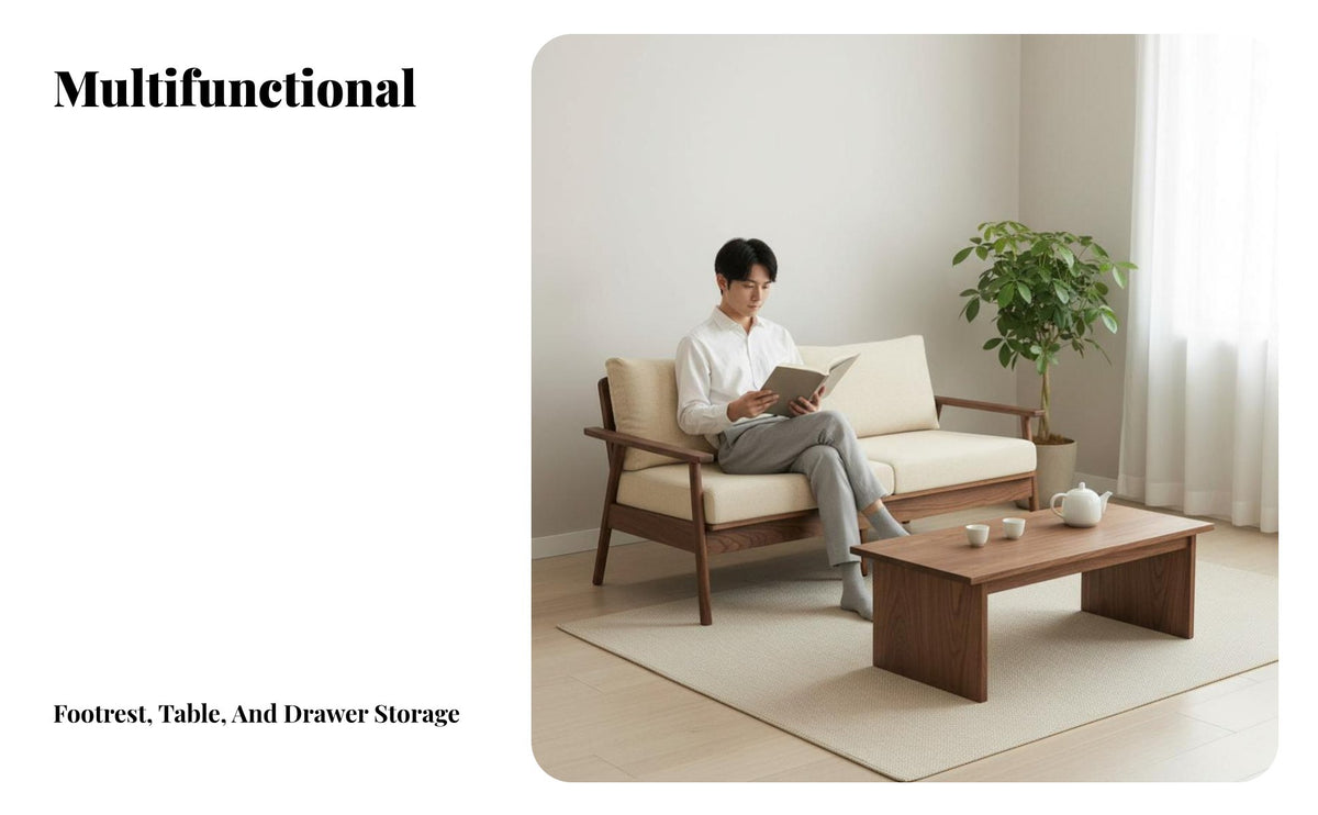 Modern Chinese Design 3-Seater Wooden structure & groupingtee Minimalist visual appeal Sofa dense Sponge Living Room Furnishing Thick pads for Families, homeowners, Renters, Home Interior, Lounge Area, Apartment, Office