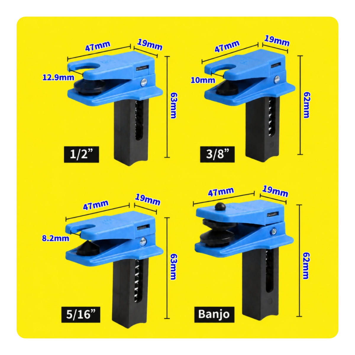 4 Pieces Spring-Loaded Brake Fluid Line Clamp Compact Brake Line Clamp with Rubber Grippers Leakproof Tool Universal for Mechanics