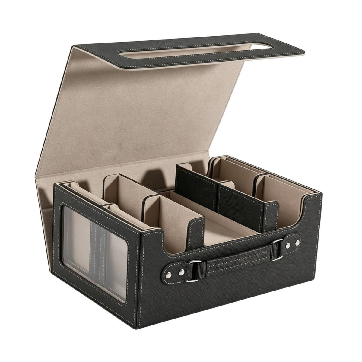 Rigid Trading Card Storage Box with Handle Handheld Card Storage Box with Dividers Long-Lasting Portable for Collectors