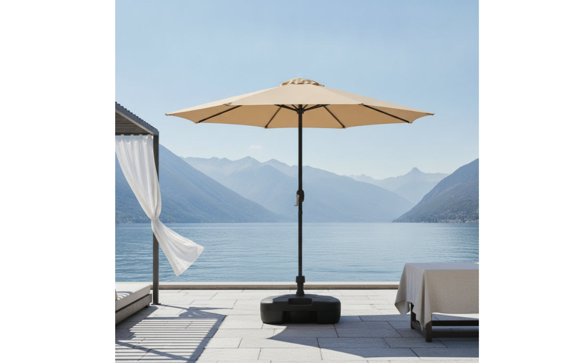 Patio Umbrella with Base Round Outdoor Umbrella with Base Manual Open for Homeowners, Cafe Owners, Backyard, Garden, Poolside