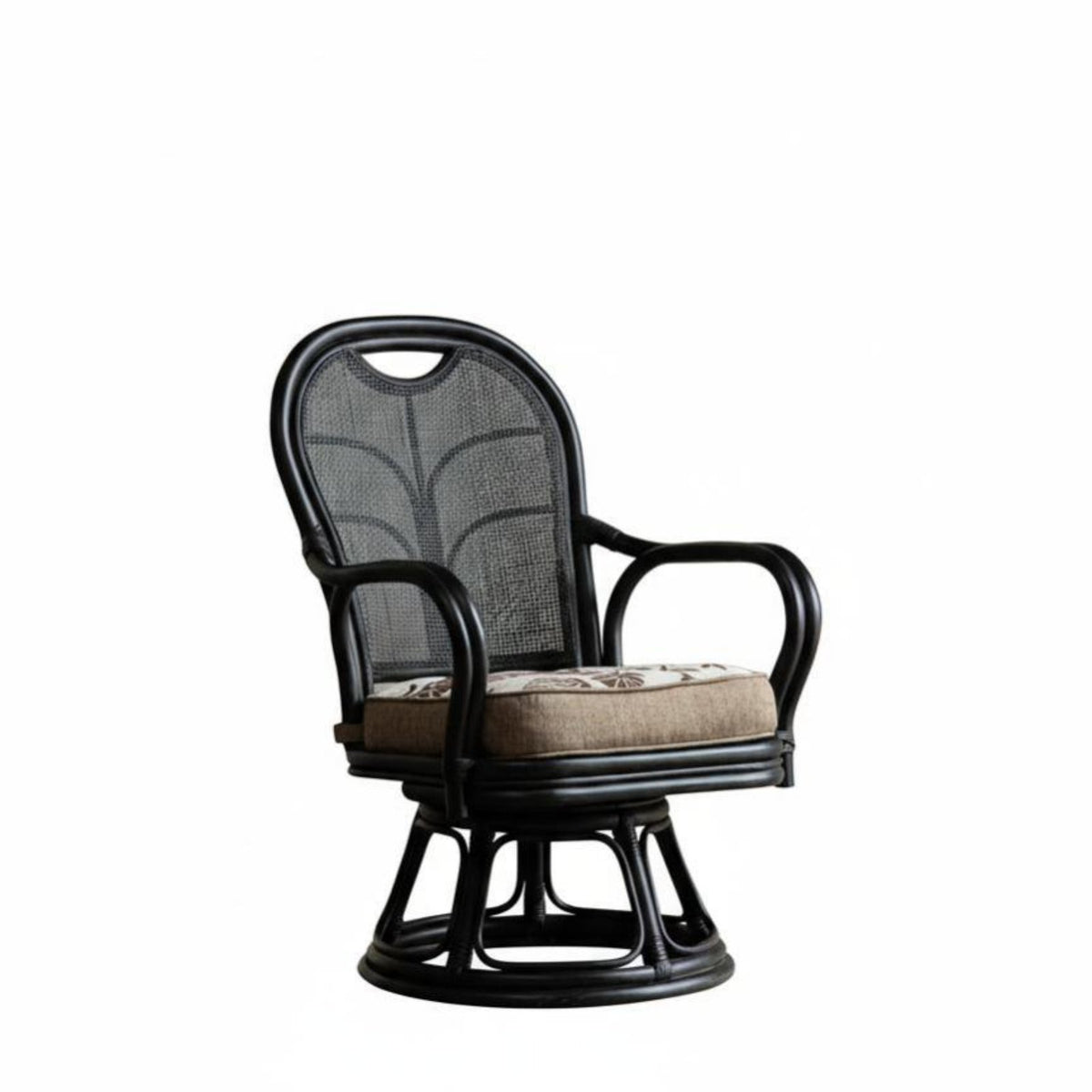 Japanese Design Leisure Chair Ergonomic Rear Rest Wicker Armchair Fan Rear Pedestal Chair Lightweight Indoor Seating