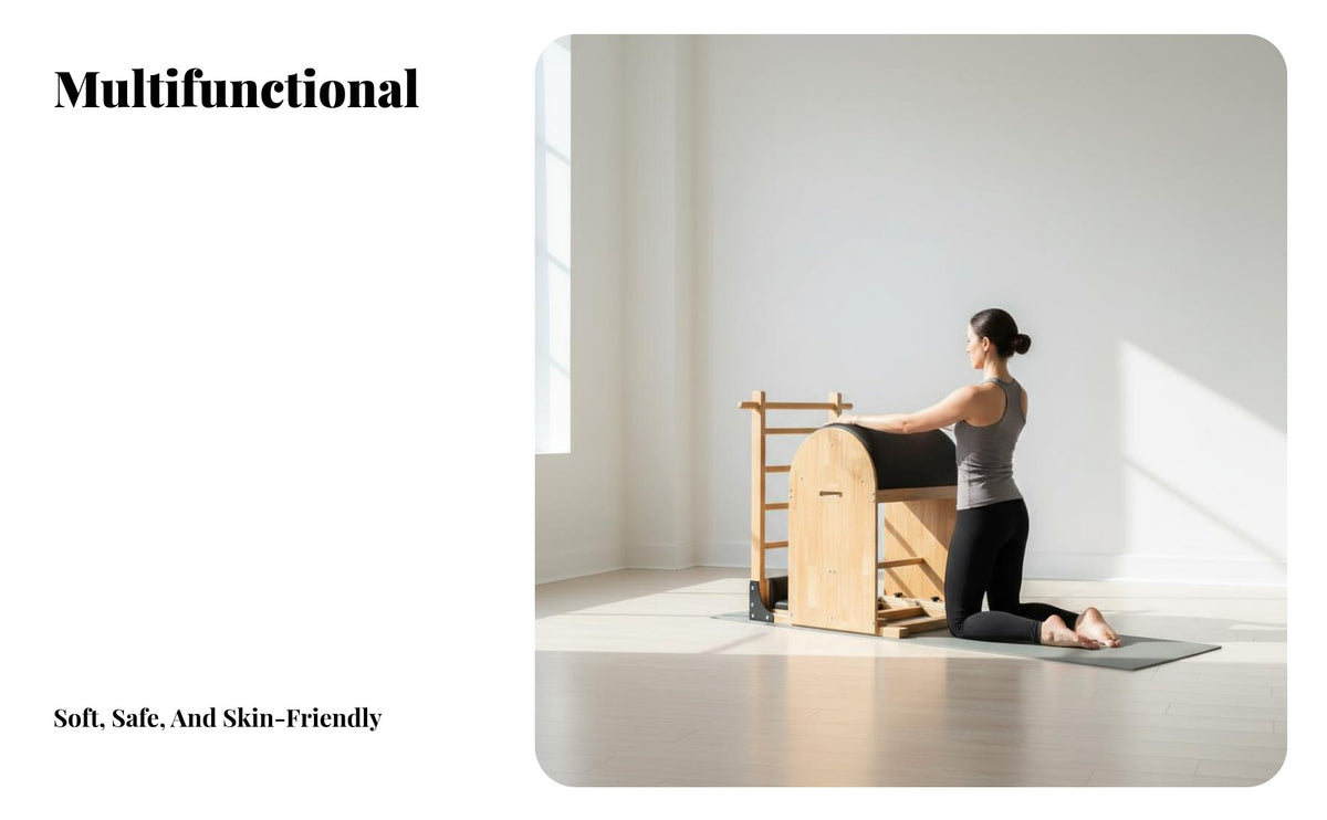 Sturdy Hardwood Construction Pilates Ladder Barrel Full Body Workout Wooden Spine Corrector Barrel Posture Correction Pilates Arc Instructor Comfortable Padded Surface for Beginners, Seniors, Office Workers, Living Room