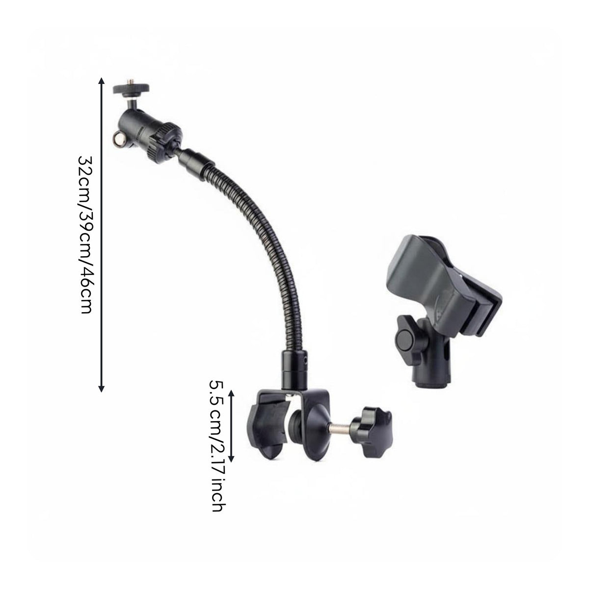 Heavy-Duty Gooseneck Audio Recording Device Clamp Versatile Mounting Gooseneck Clamp Mount Hands-Unrestricted Audio Equipment Accessory Anti-Slip Grip for Desktop