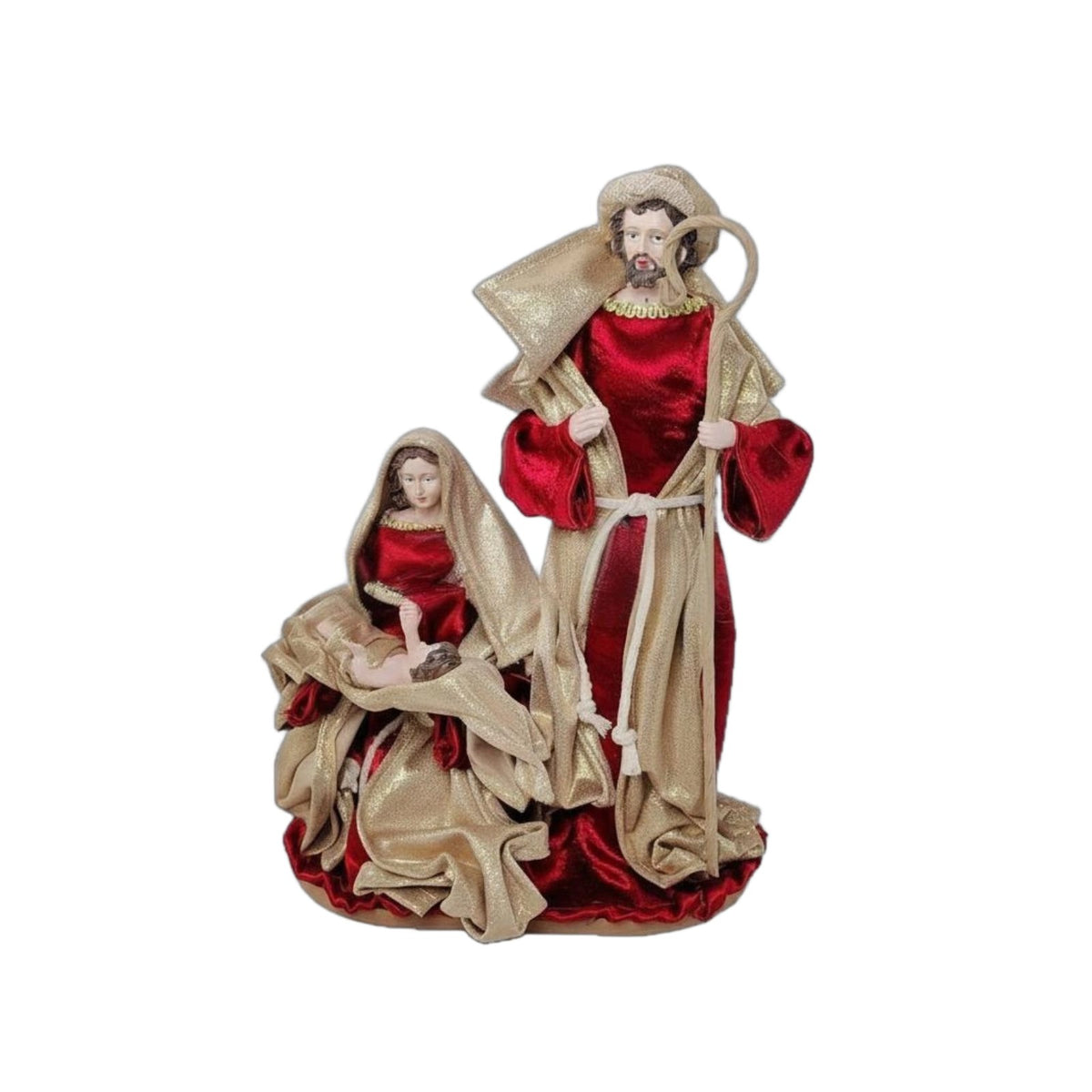 13 Inch Holy Family Figurine Detailed Figures Textile Dressed Nativity Statue
