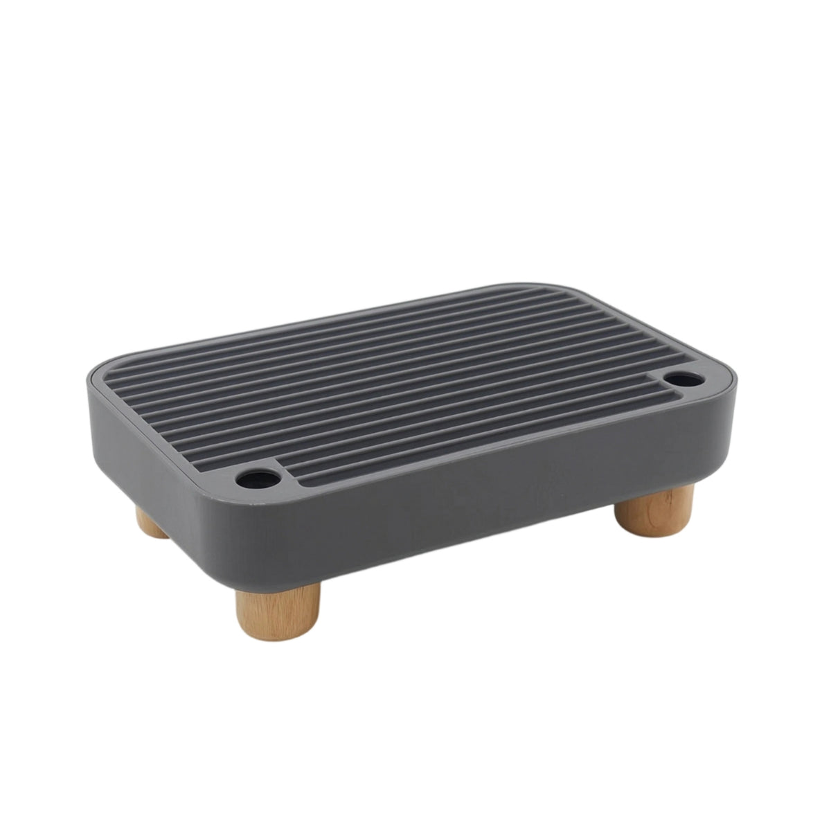 Litter Box Step with Wooden Legs Slatted Litter Box Step with Wooden Feet