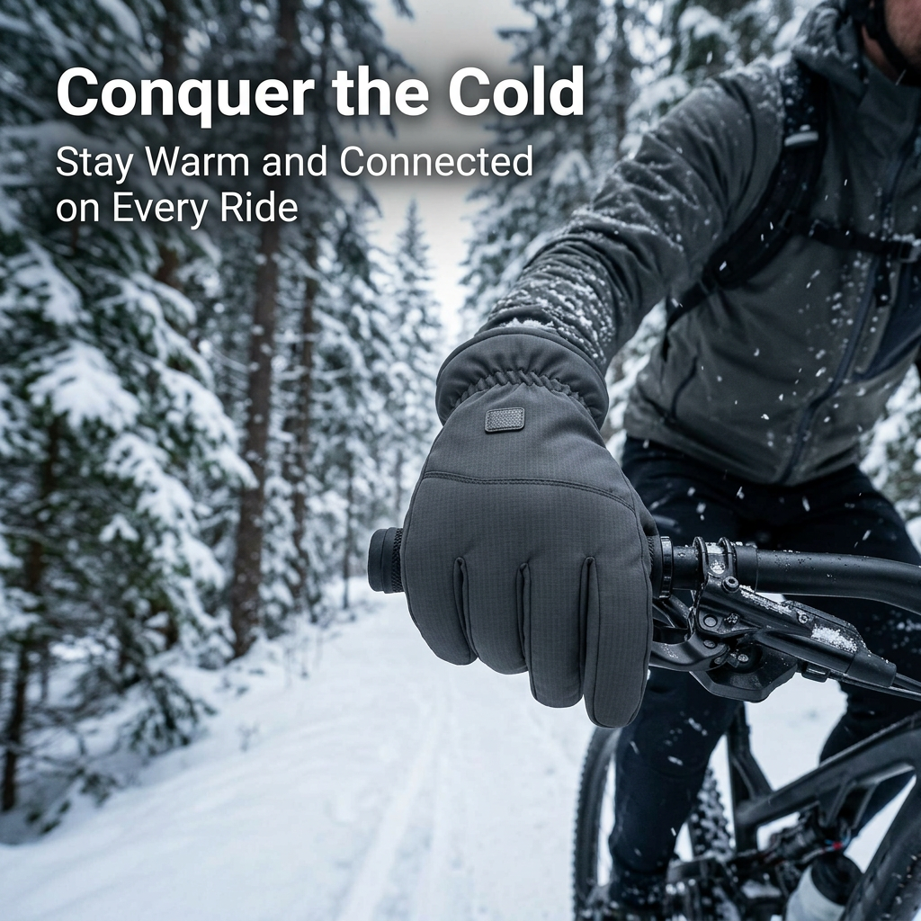 Men's Thermal Gloves, Touchscreen Compatible Outdoor Gloves for Cold Weather, Warm Running Gloves Men, Insulated Artificial Leather Gloves
