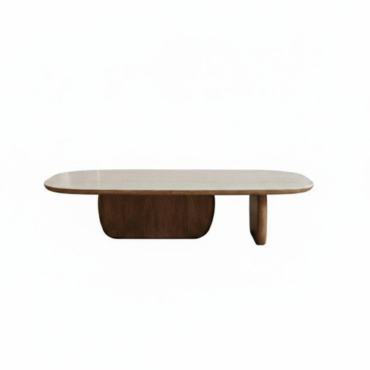 2 Pieces Minimalist Design Oval and Round Coffee Table Set Natural Texture Top Living Room Furniture Antique aesthetic Accent Tables Heat-Resistant for Apartment Dwellers, Interior Designers, Homeowners, Lounge Area, Home Office