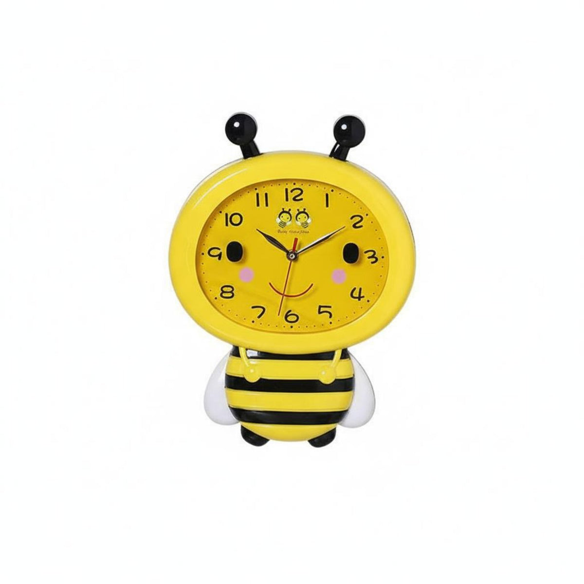 Cartoon Bee Clock Non-Ticking Kids Room Wall Clock Playful Design for Playroom