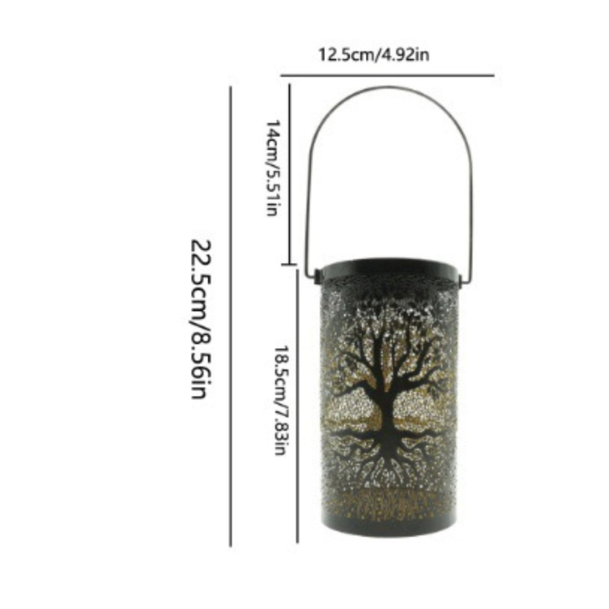 Hollow Tree Lantern Waterproof Iron Hanging Yard Light Metal for Patio