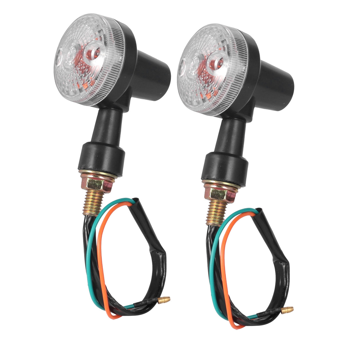 2 Pieces Waterproof Motorcycle Turn Indicator Lights 10mm Turn Indicator with Threaded Stem 12V Motorcycle Indicator Lamp Halogen for Motorcyclists, Motorcycles, Scooters, Mopeds