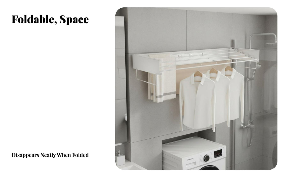Foldable Design foldable Towel Holder No-Drill Installation Drying Rack Space-Saving Bathroom Hardware Multi-Purpose for Apartment Dwellers, Homeowners, Families, Shower Room, Small Spaces, Balcony