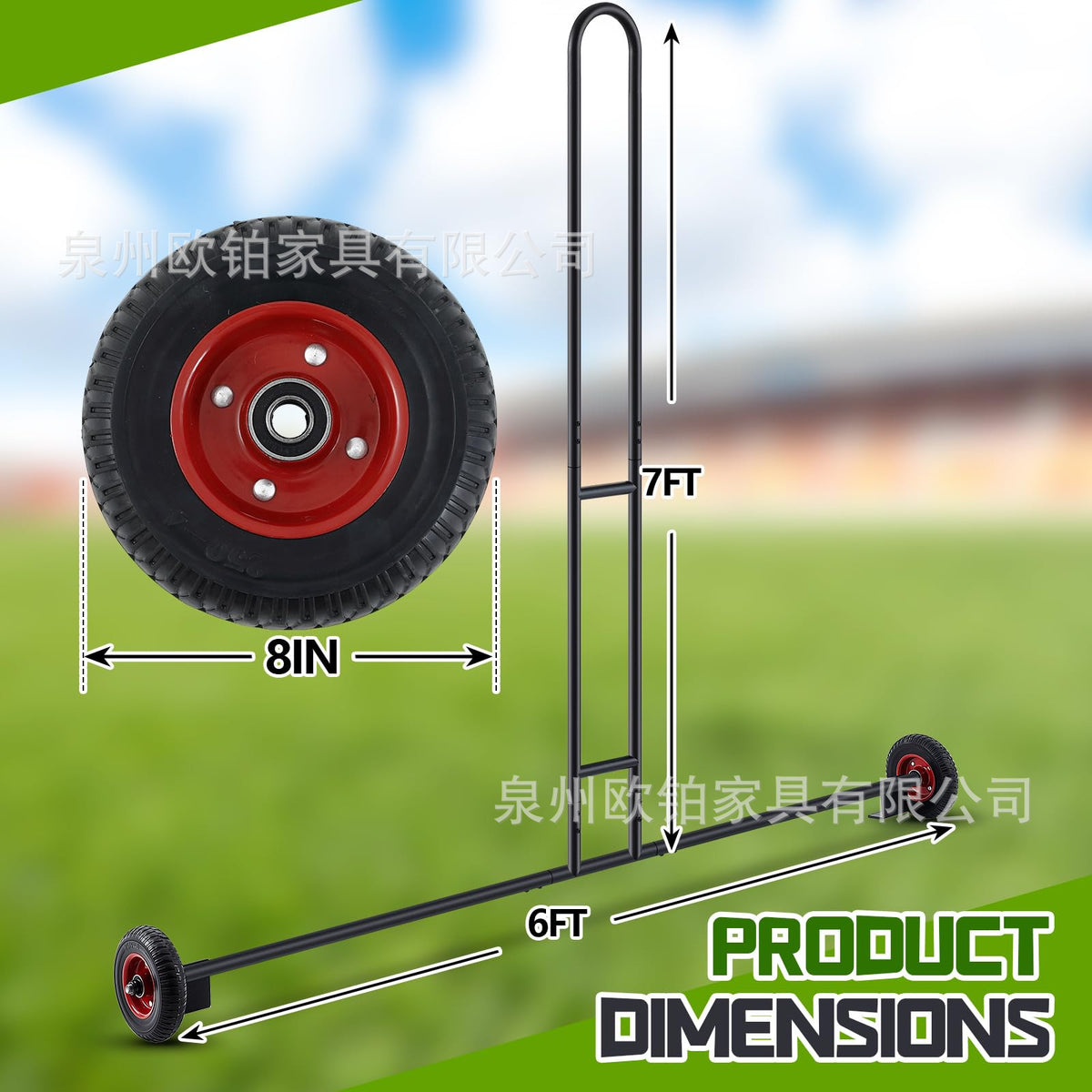 Heavy-Duty Steel Hockey and Soccer Goal Trailer with 8-Inch Wheels