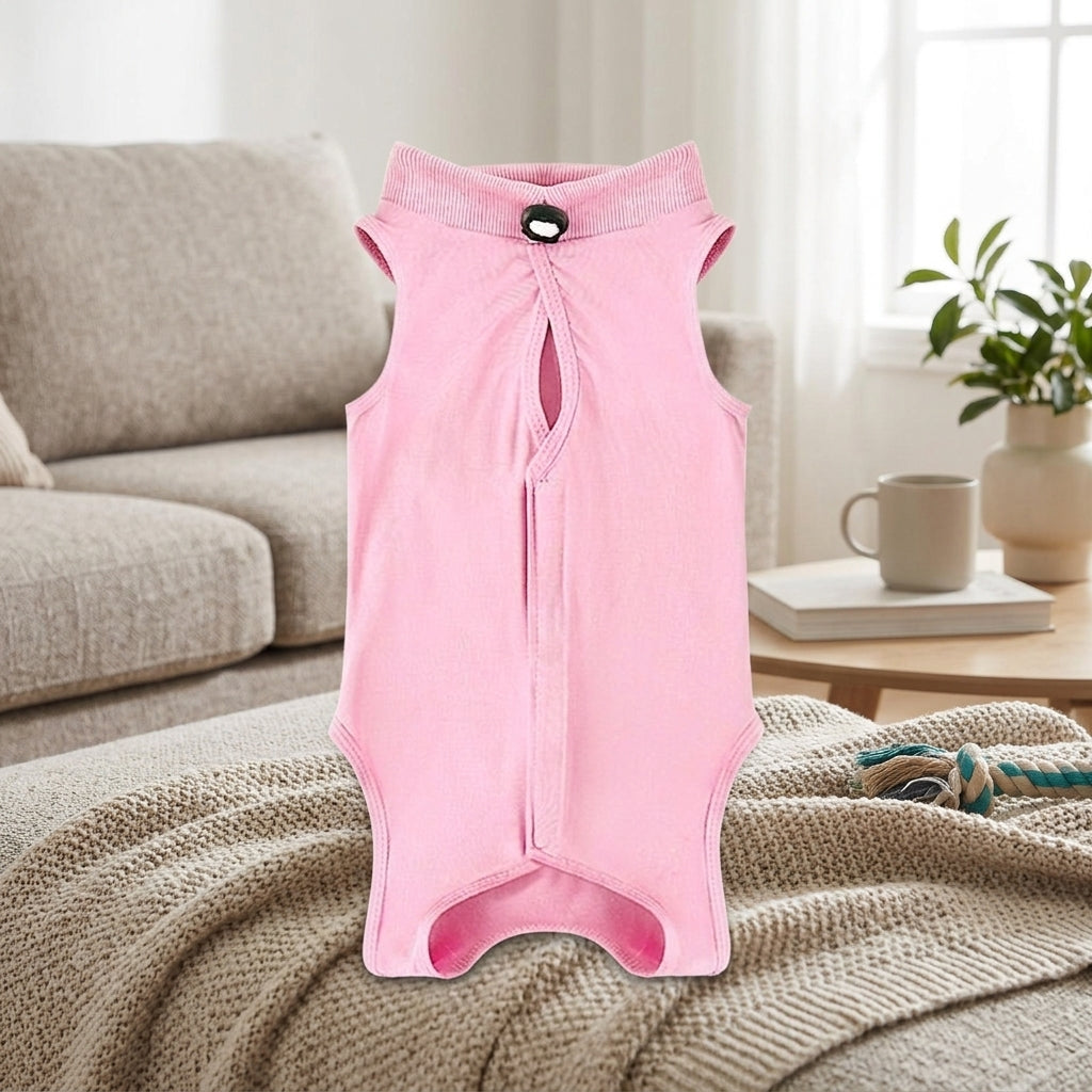 Cat Recovery Suit with Fasteners, Sleeveless Turtleneck Spay Suit for Cats, Neuter and Post Surgery Care, Anti-Licking Protection