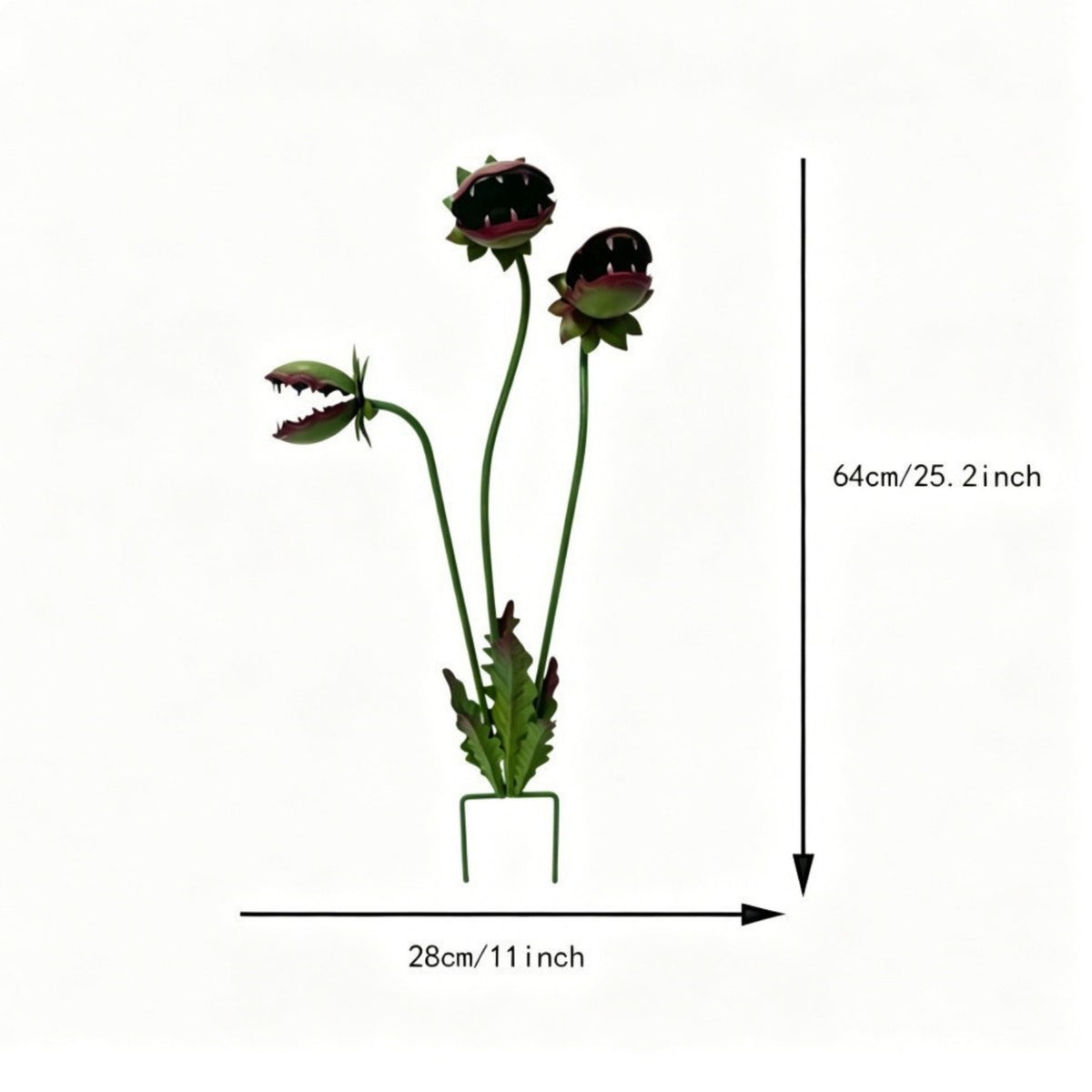 Carnivorous Flower Stake Foliage Details Three-Head Flower Stake Dark Interior