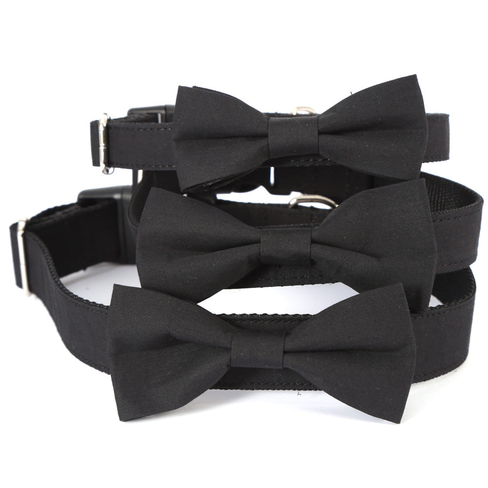 New Cotton Black Western Wedding Pet Collar with Bow Tie for Dogs