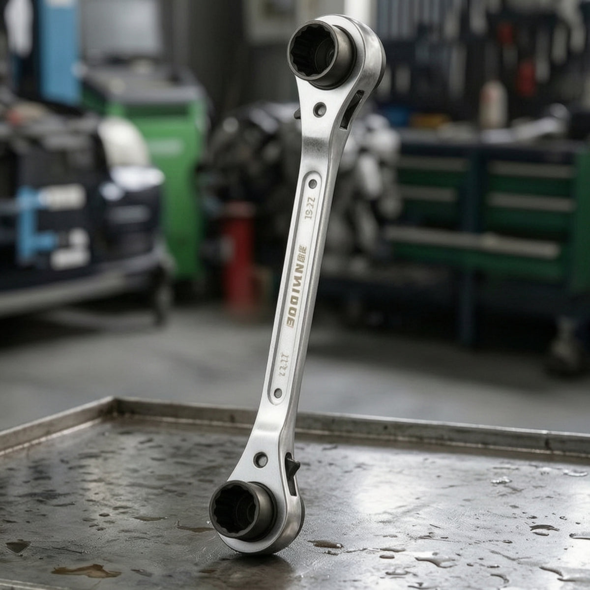 Multi-Point 4-in-1 Ratchet Wrench Straight Handle Double-Head Ratchet Wrench Ratcheting for Mechanics