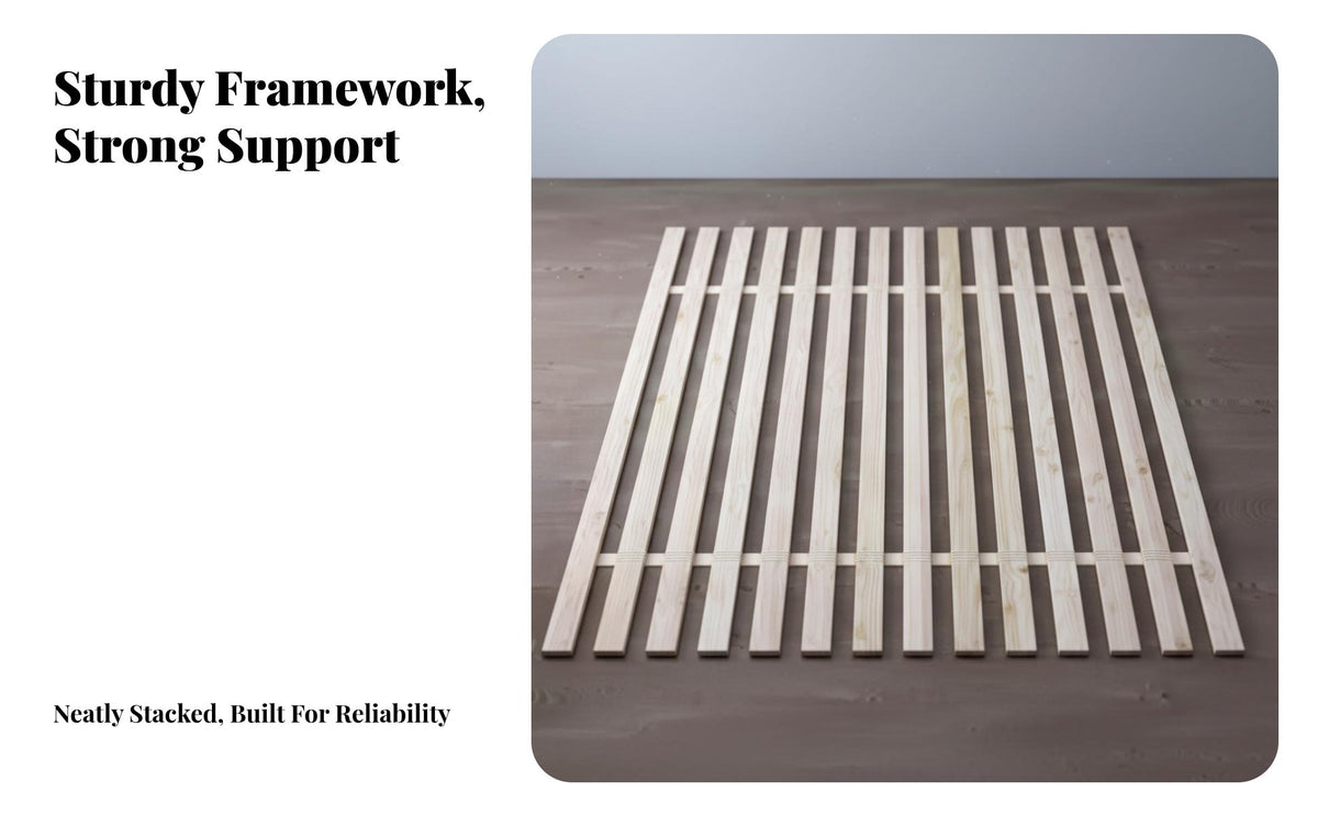 Box bed base Alternative Foldable Wooden Bed Slats Breathable Foldable Slat system Easy Installation Mattress Support Low height for Homeowners, Students, Renters, Guest Room, Dormitory, Apartment