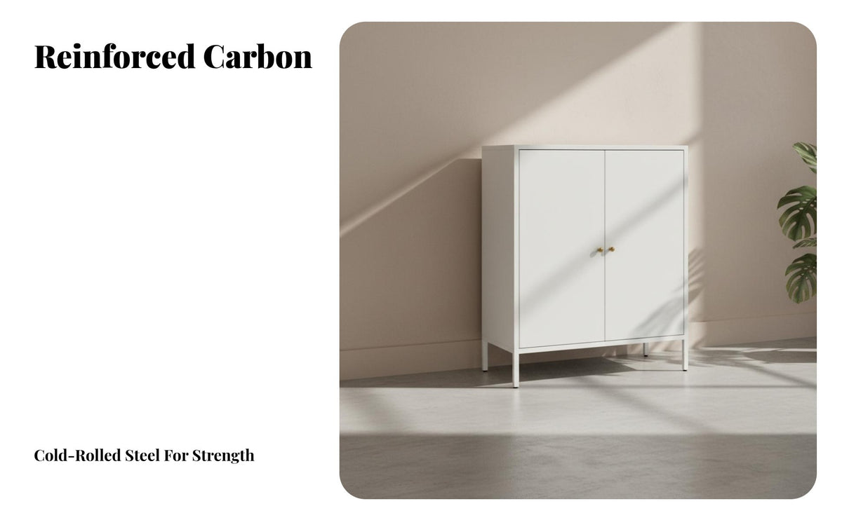 unrestrictedstanding Fluted Door Credenza Modern Design Fluted Glass Door Hutch Adjustable Shelves Storage Cabinet Soft-Close Doors for Homeowners, Families, Interior Decorators, Dining Room, Entryway, Hallway