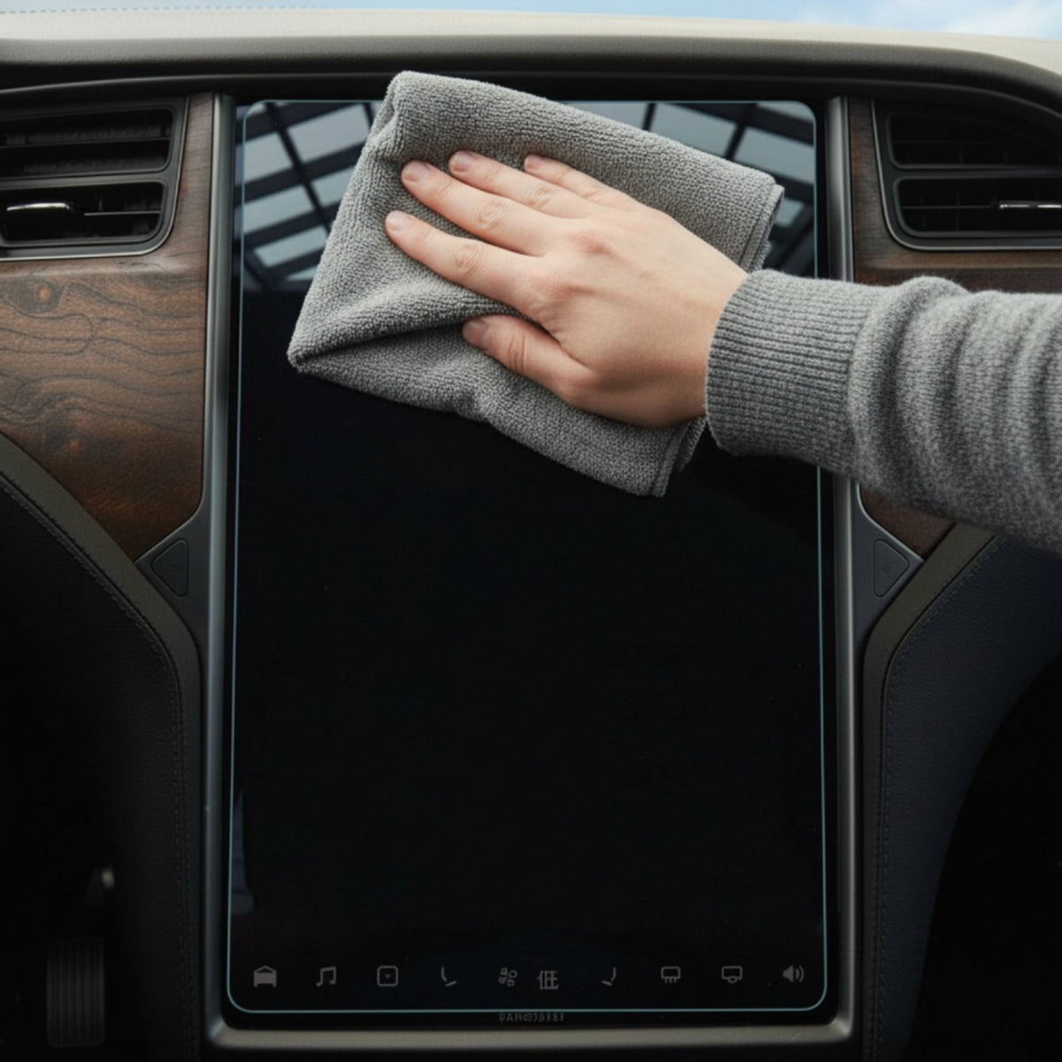 9H Hardness Electric Vehicle Screen Protector Anti-Smudge Car Navigation Screen Protector Easy Installation Center Console Tempered Glass HD Clarity