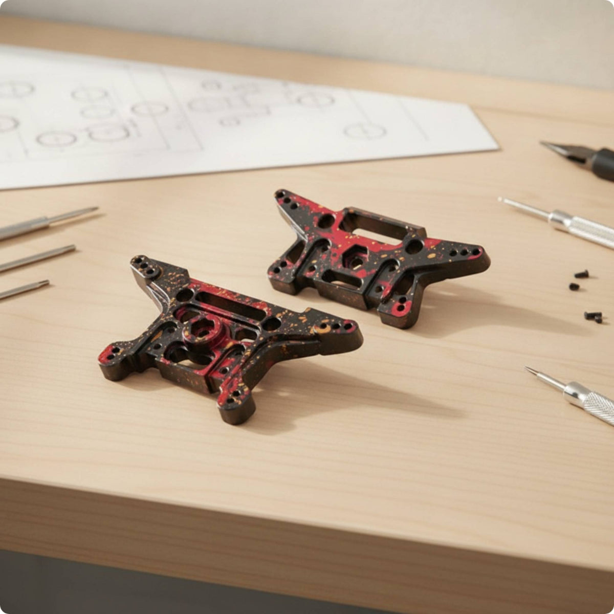 2 Pieces Shock Absorbing Brackets CNC-Machined Damping Mounts Lightweight Damping Bracket Mounting for 1/10 10210 10208