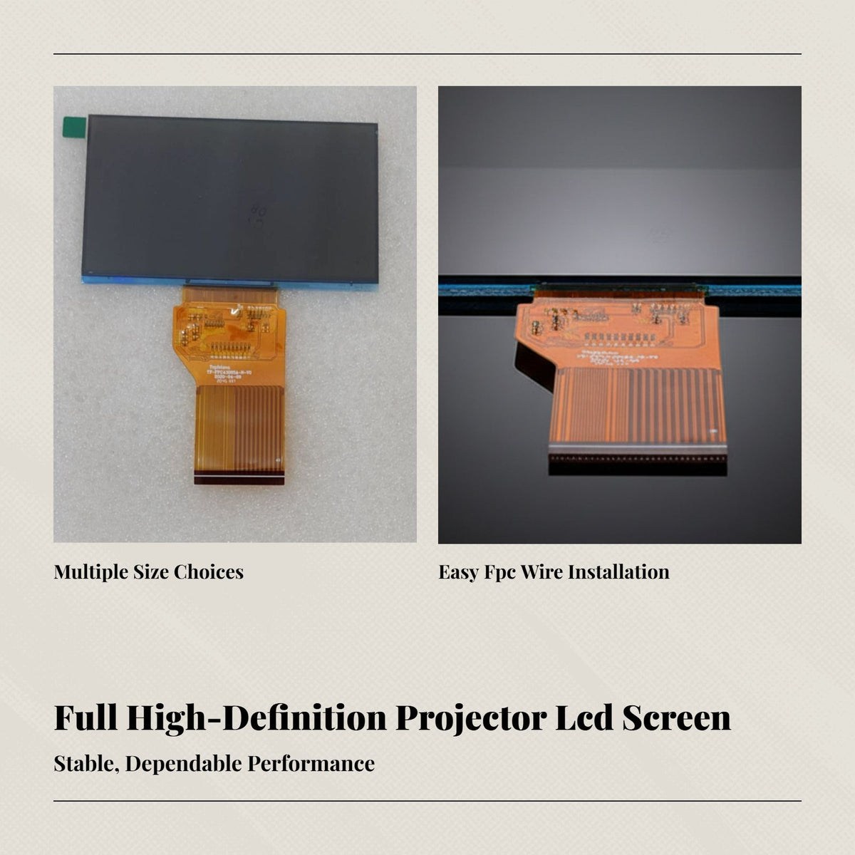 Projector LCD Panel, 1080p High Resolution, Compatible with QY45018FOG-01-A, 101.5x63mm clear