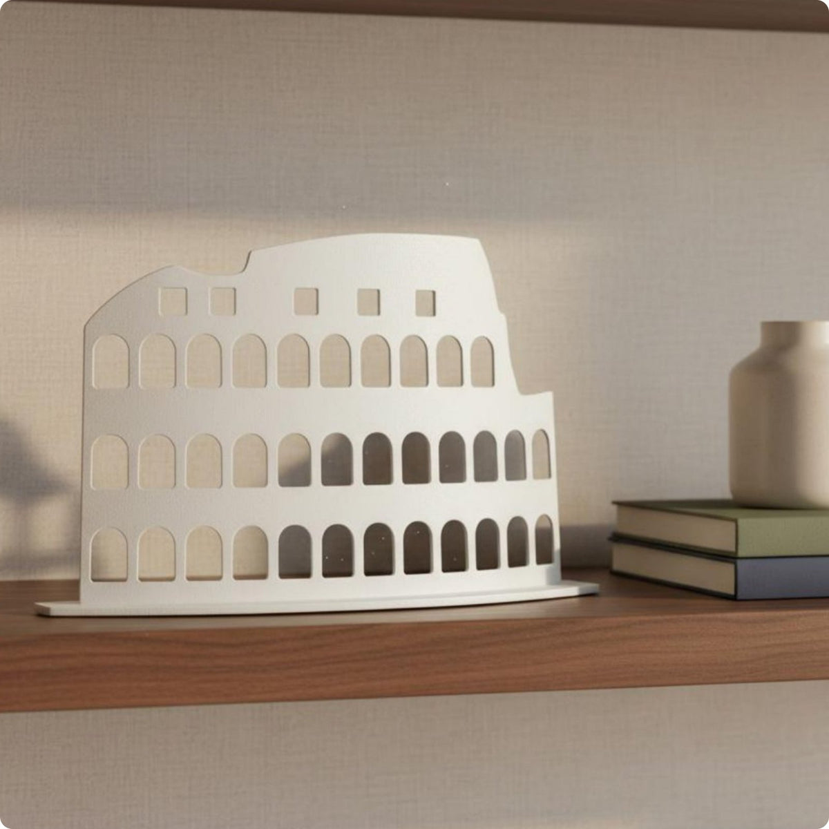 Metal Ornament Geometric Silhouette Sculpture Nordic Style Roman Architectural Model for Living Room, Bookshelf, Office