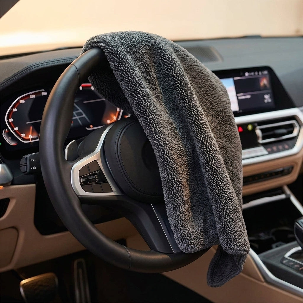 Braided Car Drying Towel Microfibre Cloth, High Absorption Microfiber Cloths for Detailing, Bound Border Lint Car Cleaning Towel