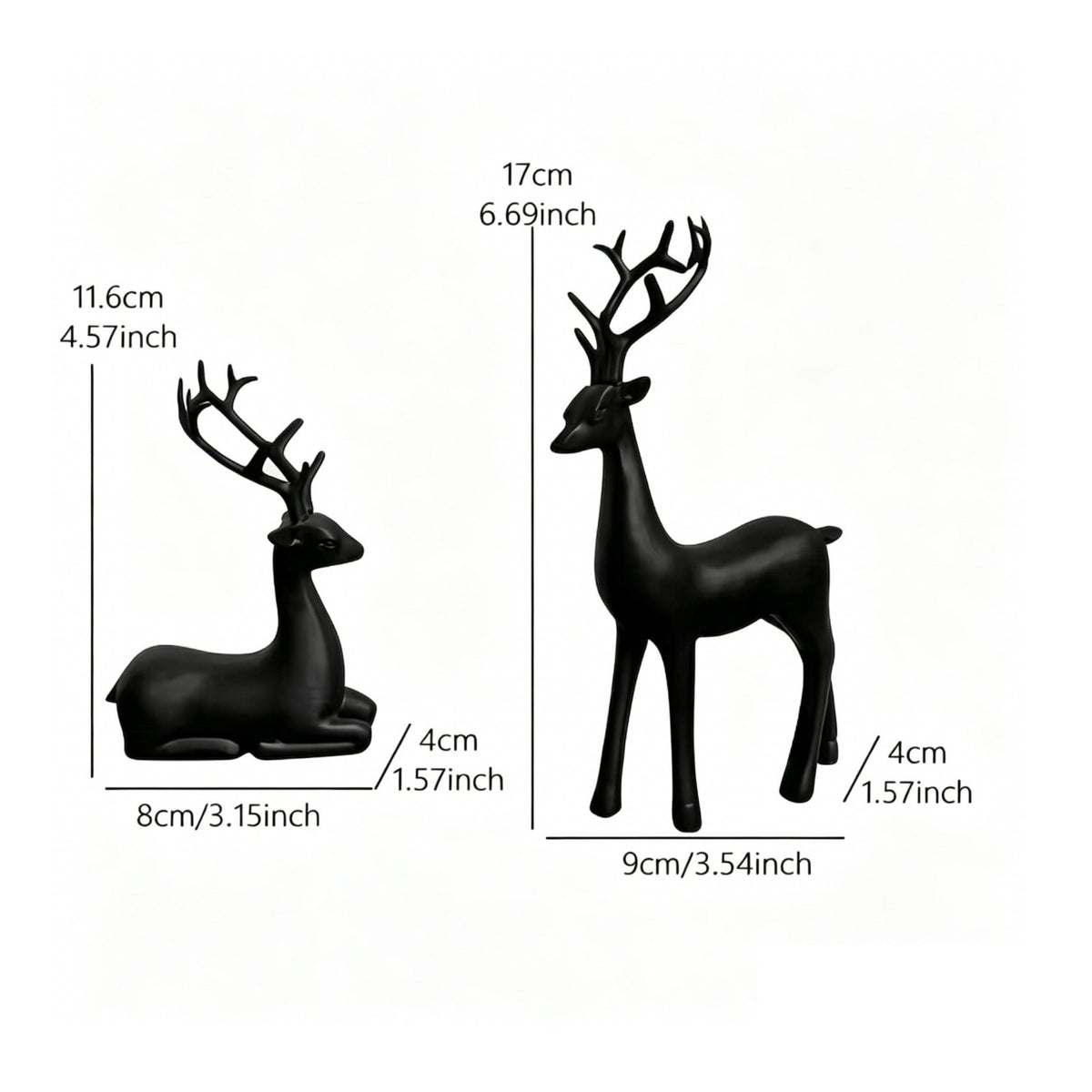 2 Pieces Resin Deer Decor Realistic Deer Figurine Cute for Vintage Cabinet