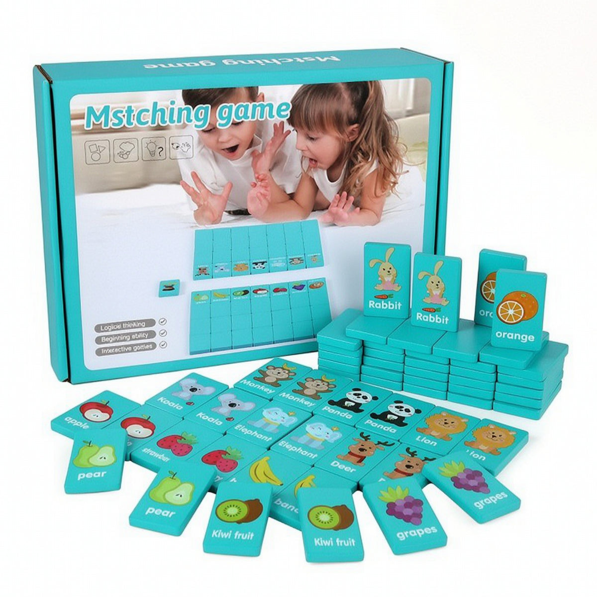 Educational Wooden Domino Game Interactive Matching Game Colorful Wooden Dominoes Sturdy for Preschoolers