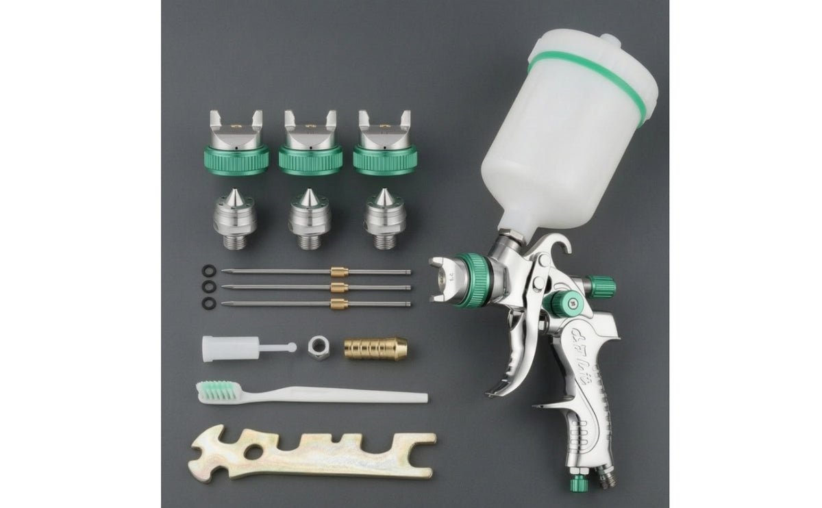 HVLP Multi-Nozzle Upper-Reservoir Feed Versatile Sprayer for Painters, Hobbyists, Automotive Painting, Car Refinishing, Workshop