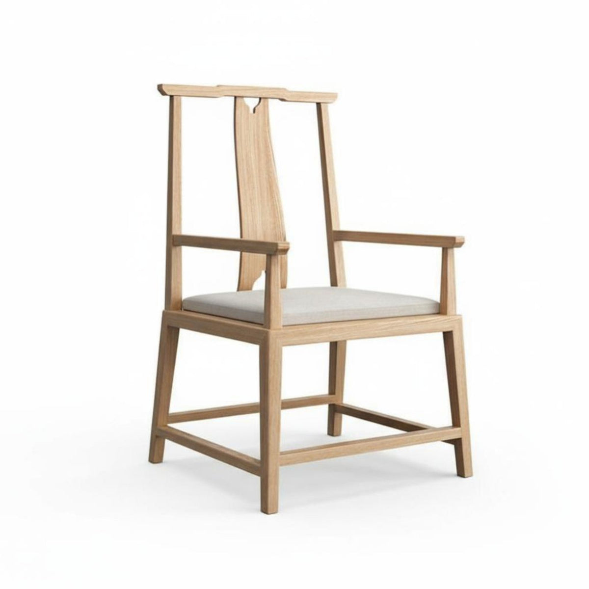 Upholstered Highrear Chair New Chinese Design Upholstered Wooden-Leg Chair Elegant Design Long-Lasting Construction for Cafe