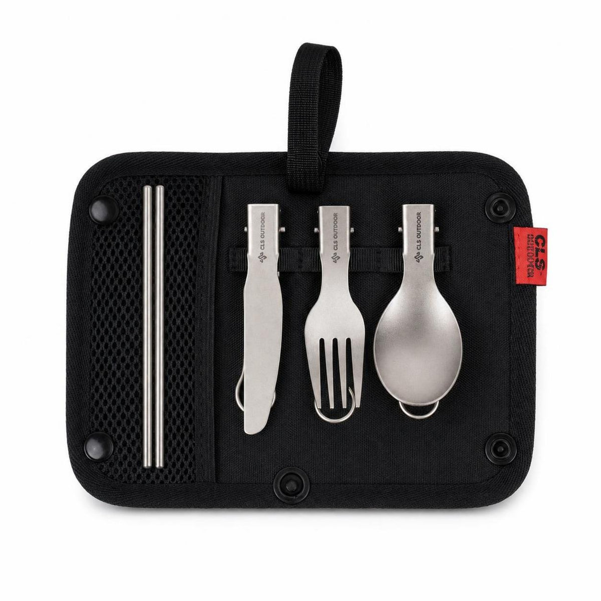Lightweight Titanium Cutlery Set Compact Camping Cutlery Kit Sturdy Portable Flatware with Pouch Ultralightweight for Campers, Backpackers, Travelers, Hiking, Picnic