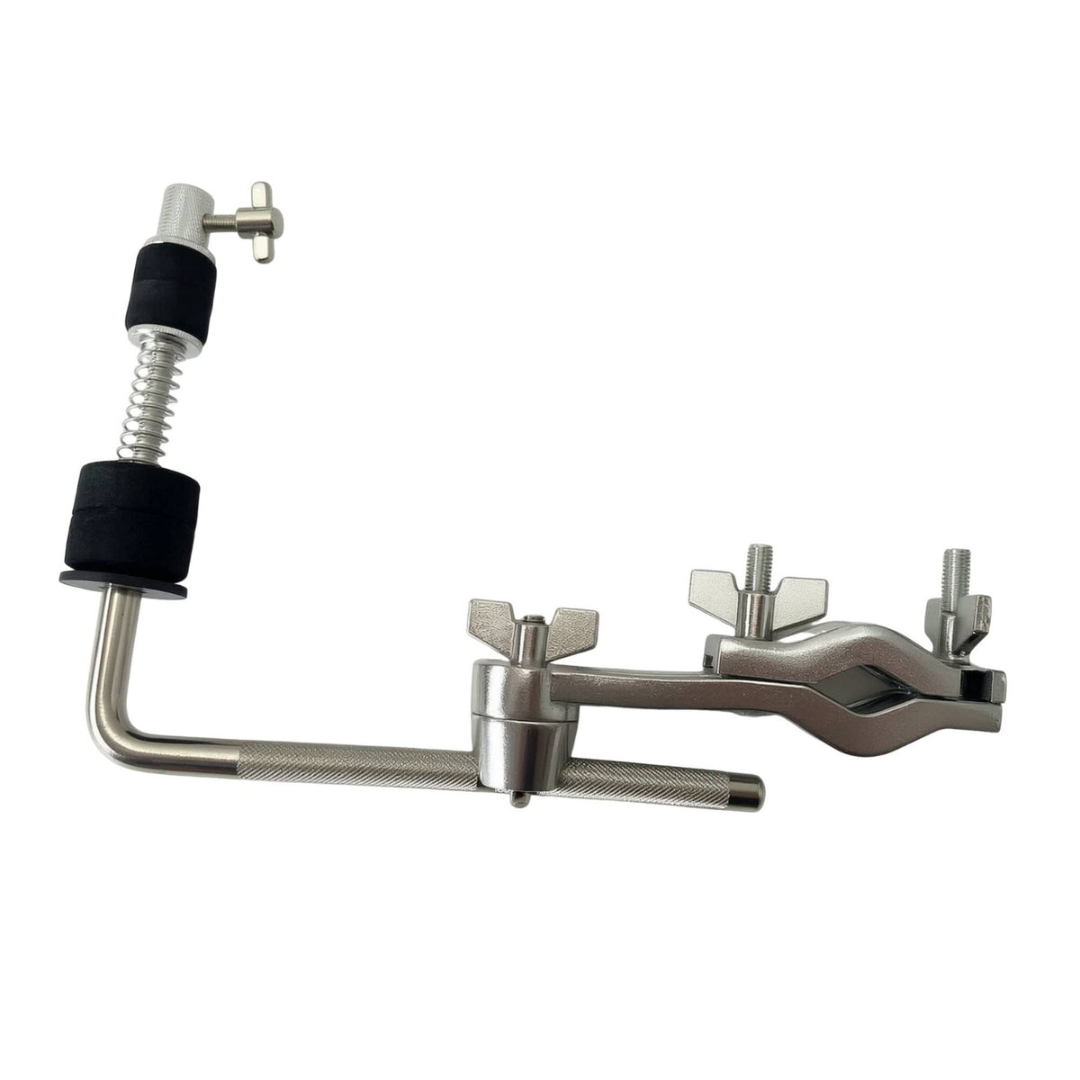 Drum Hardware Extension Clamp Knurled Drum Clamp with L-Rod Adjustable Percussion Holder for Drummers, Percussionists, Stage, Rehearsal Rooms