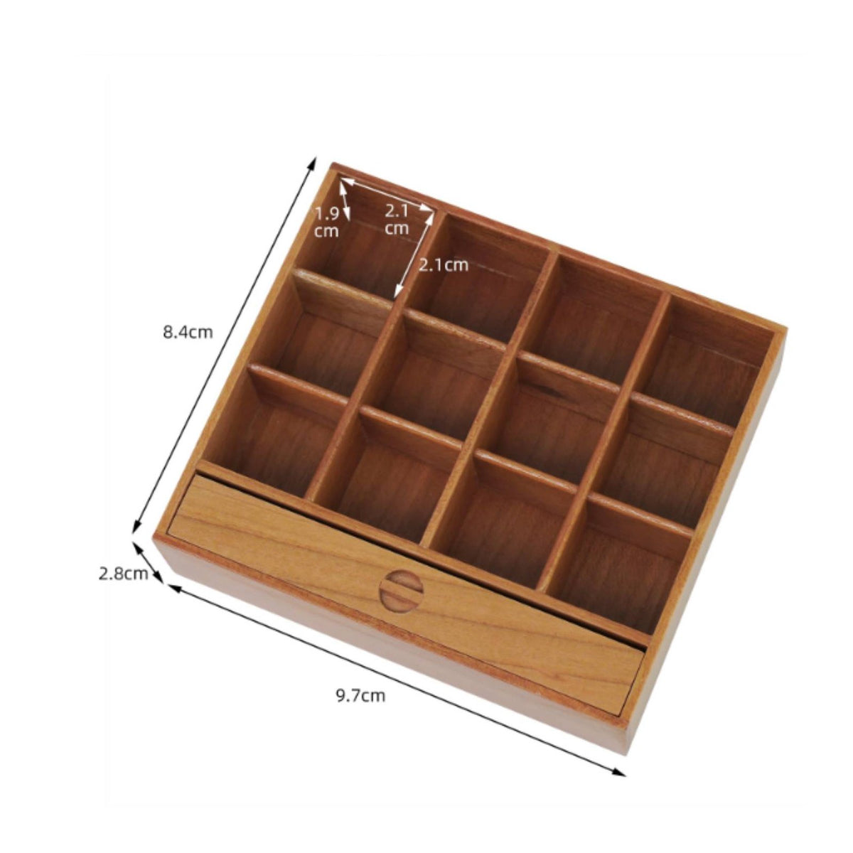 Solid Wood 12-Grid Display Case with Drawer Artisanal Look 1/6 Scale Doll Furniture Realistic Feature Miniature Display Cabinet Multi-Tier Shelves for Desktop