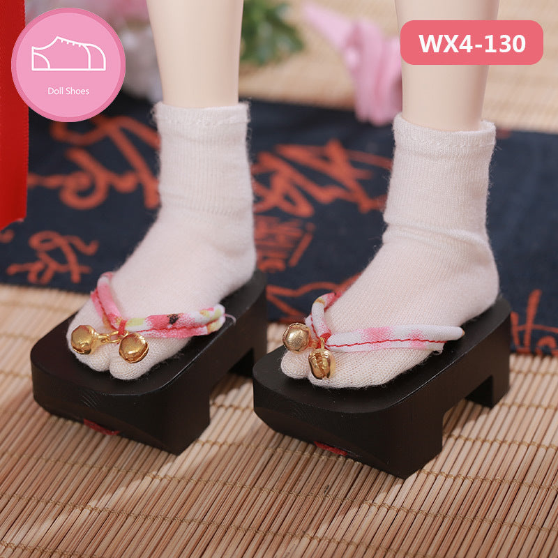 BJD Doll Sandals with Bell Accent for 1/4 SD Dolls, Fashionable Floral or Solid Color Slippers